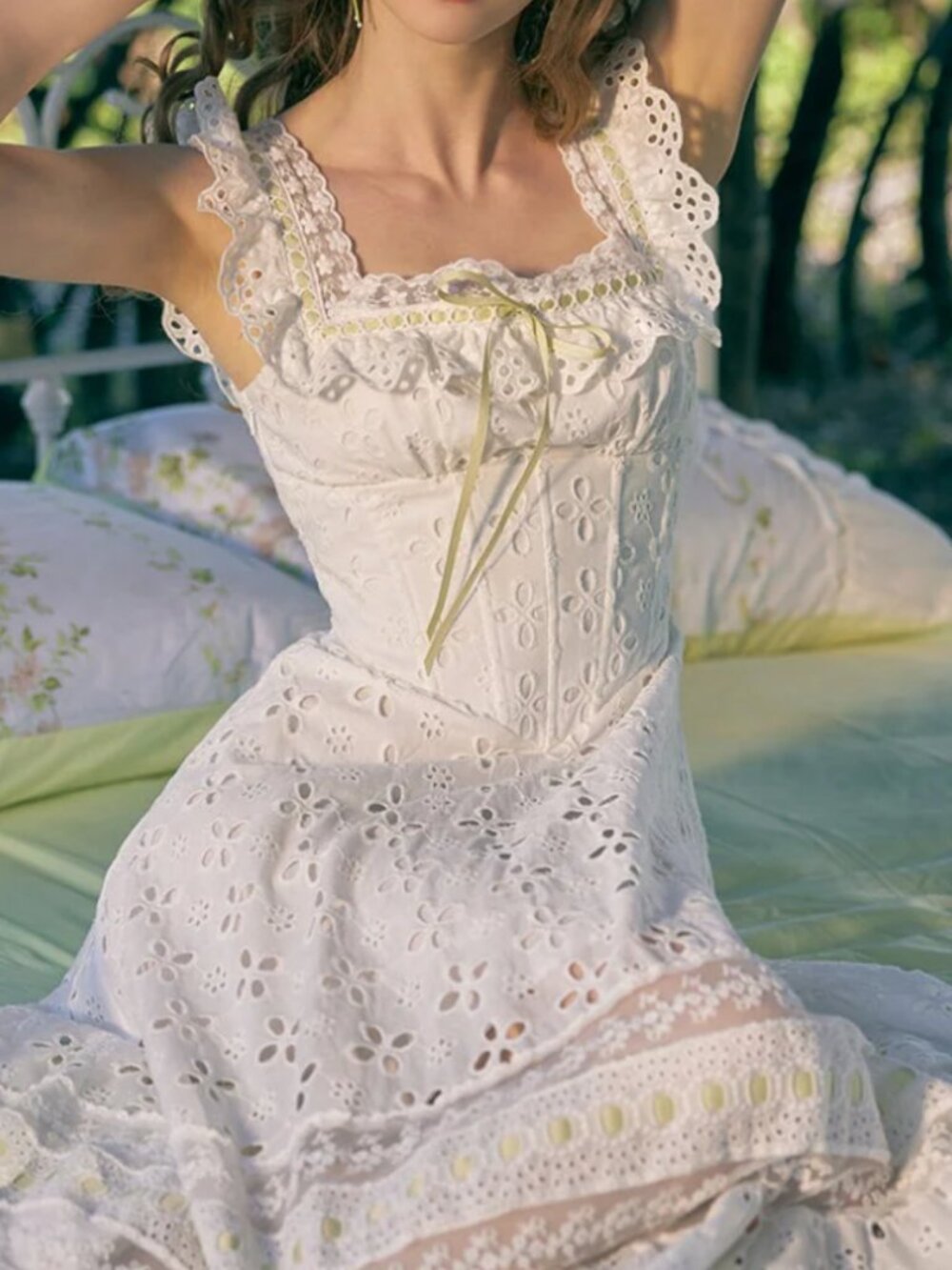 Lacemade Cotton Corset Eyelet Maxi Dress